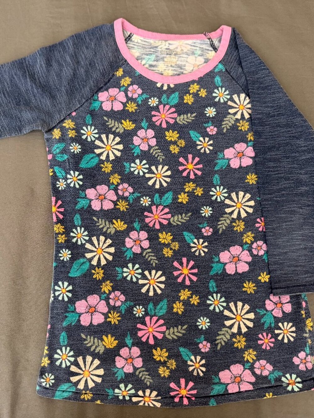 Cat & Jack Girls Floral Raglan Top - Size L (10/12)